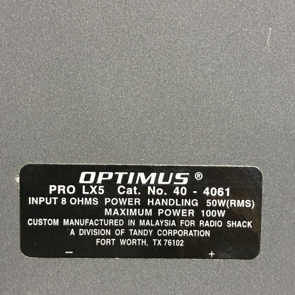 Optimus PRO LX5 Bookshelf Speaker #40-4061 With Linaeum Tweeters - Picture 5 of 8
